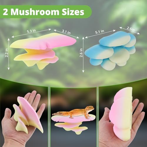 Westant Mushroom Decor for Reptile Tank, Pet-Safe (Almond, Trio Cap)
