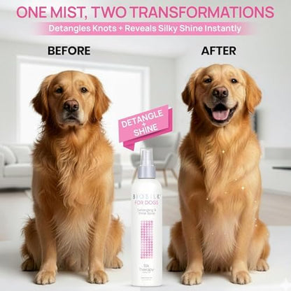 BioSilk for Dogs Silk Therapy Detangling and Shine Spray, 8 Fl Oz, 6-Pack