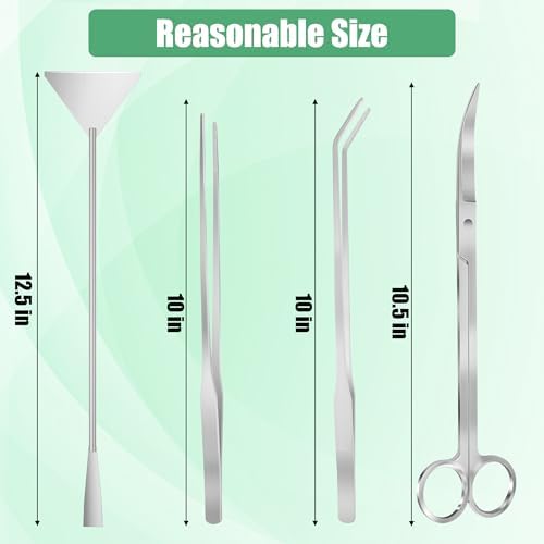 Aquarium Aquascape Tools Kit, 4 Pcs Stainless Steel Aquascaping Set