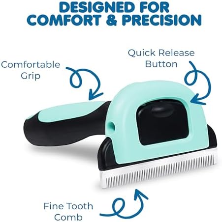 SunGrow Dog & Cat Deshedding Brush, Minimizes Shedding, Enhances Coat Health, Gentle on Skin, Suitable for Rabbits & Ferrets