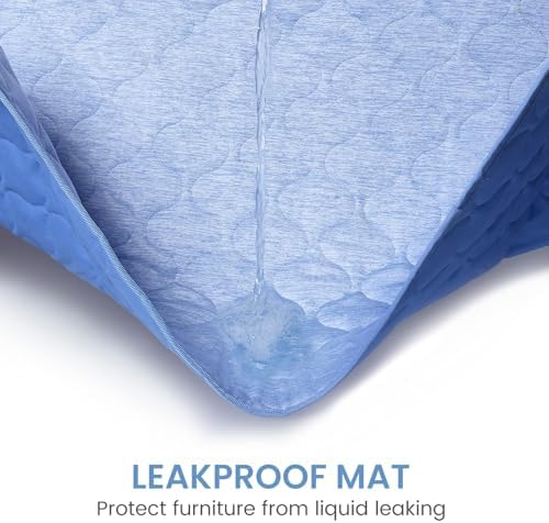 Cozy Bliss Deluxe Leakproof Cooling Blanket for Medium Dogs Q-Max 0.5, Soft & Durable Washable Pet Cooling Mat for Hot Weather, Livingroom, Pet Throw & Couch Protector for Cats, Haze Blue, 30"x40"