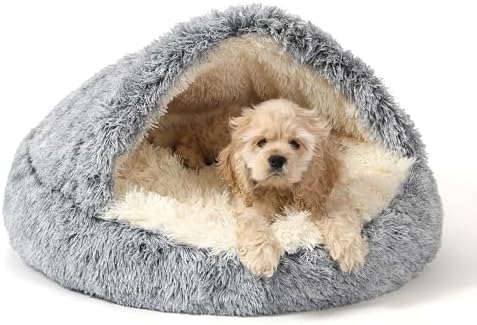 NOYAL Hooded Donut Bed, Calming Cave for Cats & Small Dogs