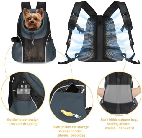 WOYYHO Pet Dog Carrier Backpack, Ventilated Mesh Small Dog Front Backpack