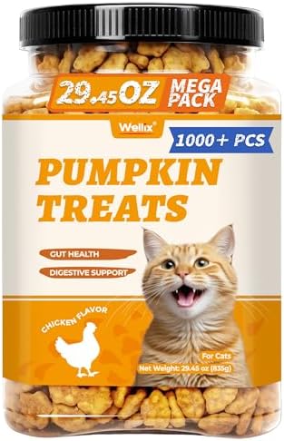 Wellix 29.45 oz Healthy Cat Treats Pumpkin Flavor for Sensitive Stomachs