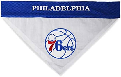NBA Dog Bandana - Philadelphia 76ers Reversible Pet Bandana. 2 Sided Home & Away Sports Bandana with a PREMIUM Embroidery TEAM Logo, Small/Medium