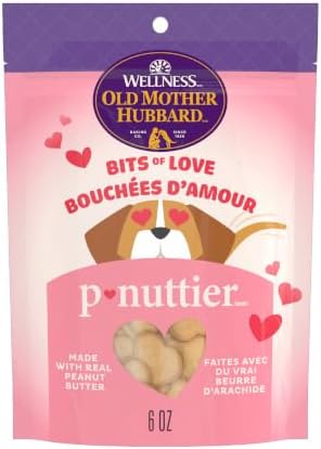 Wellness Old Mother Hubbard Bits of Love P-Nuttier Dog Biscuits, Natural Treats, Valentine's Day, Seasonal, Peanut Butter Flavor, 6 oz Bag