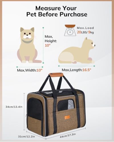 Morpilot Cat Carrier Soft for Large Medium Cats and Puppy up to 20lbs