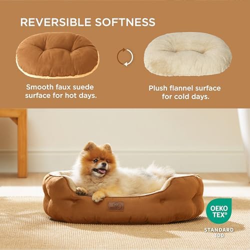 Bedsure Small Dog Bed Washable,Round Cat Beds for Indoor Cats,25in