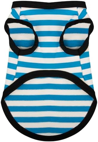 Paiaite Dog Striped Shirt Happy Color Cotton Sleeveless Puppy Pet Shirts Breathable Apparel Tank Top Colorful Puppy Sweatshirt Clothes for Small Medium Dogs Blue 3XL