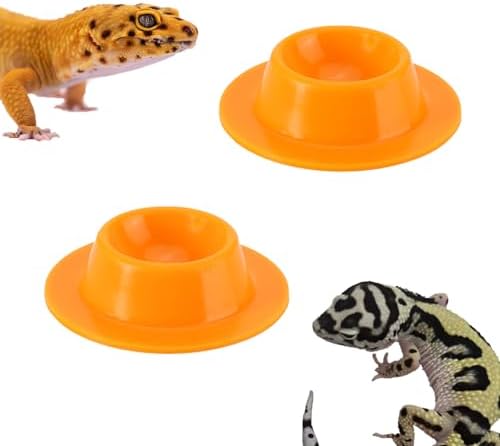 2 Pack Leopard Gecko Food Dish Gecko Calcium Dish Reptile Water Food Bowl Calcium Bowl for Bearded Dragon Lizard Turtle Gecko Jumping Spider