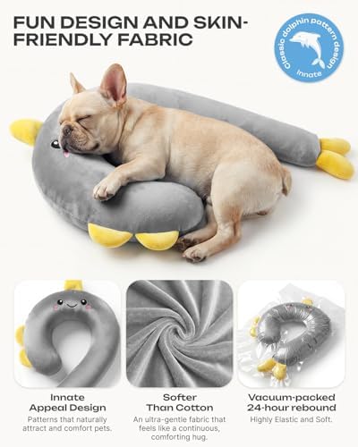 Dog Calming Pillow, Soft Pet Pillows for Small Dogs and Cats, Washable Fluffy Cozy Sleep Dog Neck Pillow, Dog Bed Pillow for Senior Pup Puppy Kitten(M Gray)