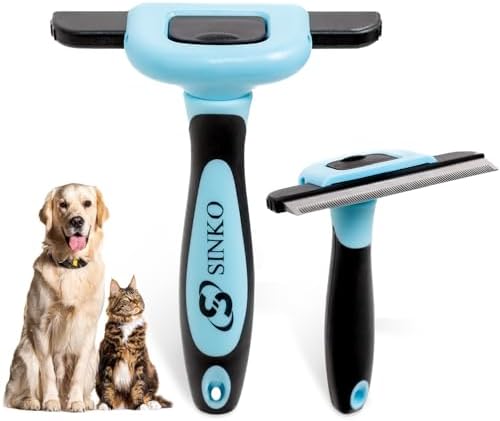 Sinko Deshedding Tool for Dogs & Cats, Pet Grooming Brush, Skin Friendly, Effectively Reduces Shedding by up to 95% for Short Medium Long Pet Hair (Blue)