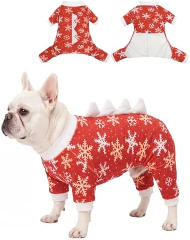 CuteBone Dinosaur Costume Halloween Christmas Dog Pajamas, Stretchy Spandex Crystal Velvet Sleepwear Coat for Small Dogs, Soft & Warm Pet Outfit Clothes for Cold Weather, Cozy Pullover Design COSP29L