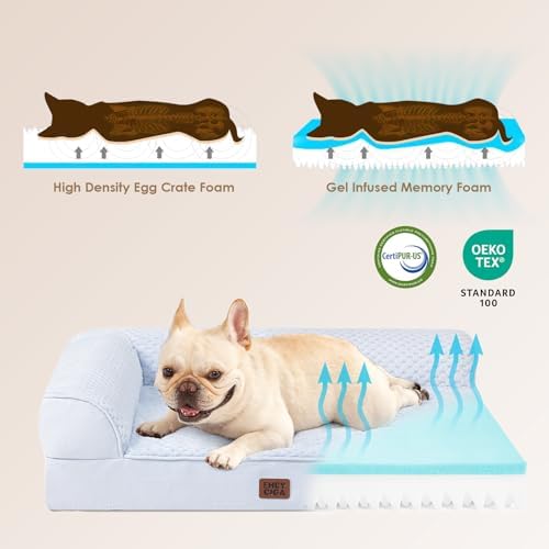 EHEYCIGA Orthopedic Dog Bed, Medium Memory Foam Dog Bed, Washblue