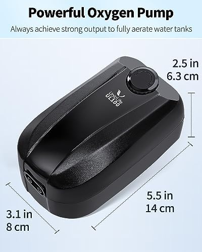 Uniclife Aquarium Air Pump Dual Outlet Fish Tank Aerator with Accessories for 5-200 Gallon Tank