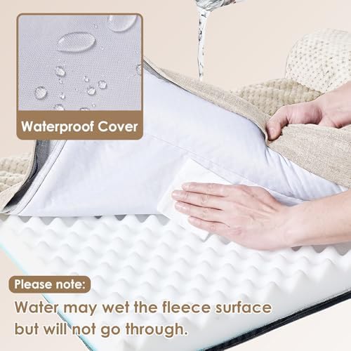 EHEYCIGA Memory Foam Dog Bed Large Size Dogs, Orthopedic Dog Bed Large with Washable Removable Cover, Waterproof Pet Sofa Couch with Nonskid Bottom, 36x27x6, Beige