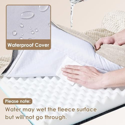 EHEYCIGA Memory Foam Dog Bed Large Size Dogs, Orthopedic Dog Bed Large with Washable Removable Cover, Waterproof Pet Sofa Couch with Nonskid Bottom, 36x27x6, Beige