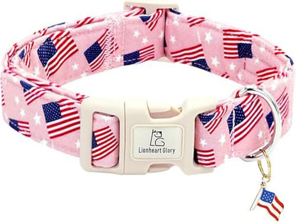 Lionheart glory American Flag Dog Collar, 4 of July Patriotic Independence Dog Collar Heavy Duty Adjustable Collars for Small Dogs Pet Gift Summer Collars