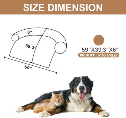 Calming Dogs/Cats Bed Mats, Dog Pad Washable Removable Couch Cover, Plush Long Fur Mat for Pets, Waterproof, Perfect for Small, Medium and Large Dogs and Cats (Desert Brown, 59"x39"x 6.0")