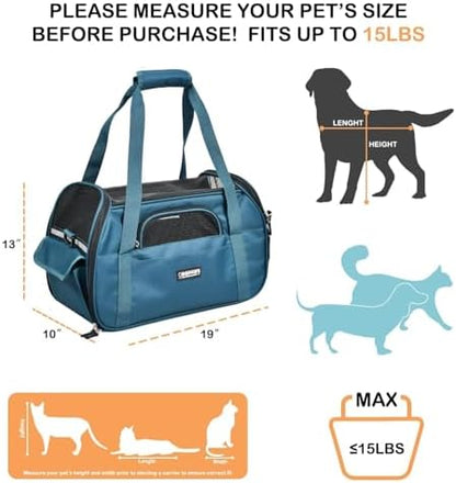JESPET Soft-Sided Airline-Approved Dog & Cat Carrier Travel Bag