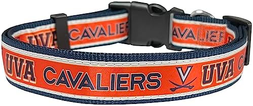 Pets First Collegiate PET Collar NEW VERSION Virginia Cavaliers Dog Collar, Size Large. Best Sports Team Color for Dogs & Cats. A Shiny & Colorful Dog & Cat Collar Licensed by The NCAA