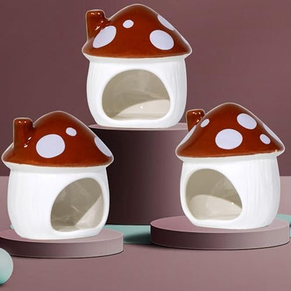 Ceramic Hide Hamster Hideout Small Pets Habitat House Accessories (Brown)