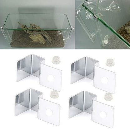 Pssopp Fish Glass Cover Clip, 4Pcs 12mm Stainless Steel Aquarium Glass Cover Support Bracket Holders Universal Lid Clips for Rimless Aquarium