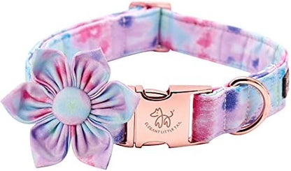 Elegant little tail Colorful Dog Collar for Female or Male Dogs, Flower Pet Collar Adjustable Dog Collars with Flower Gift for Small Dogs
