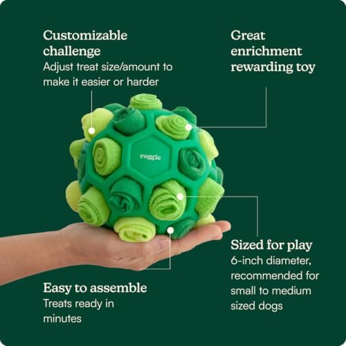 Reggie Snuffle Ball for Dogs | Interactive Treat Dispensing Dog Enrichment Toys | Reduces Boredom, Stress & Hyperactivity | Snuffle Toys for Dogs | Durable & Washable Dog Puzzle Toy I Green