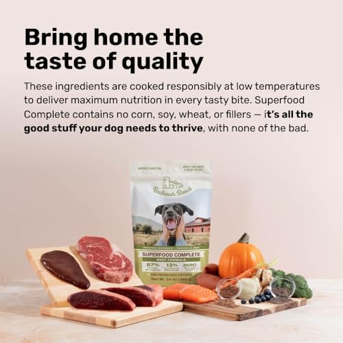 BADLANDS RANCH Air-Dried Beef Dog Food, 87% Real Meat, 24 oz, 4-Pack
