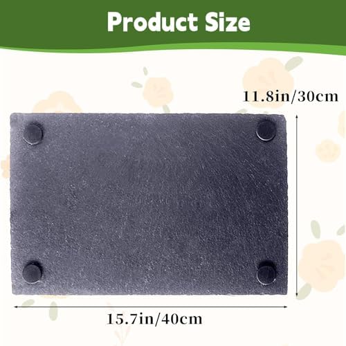 kathson 2 PCS Reptile Basking Platform (15.7 x 11.8 inches), Natural Rock Plate Turtle Food Bowl Feeding Dish Resting Terrace Habitat Decor for Tortoise Turtle Lizard Bearded Dragon Crested Gecko