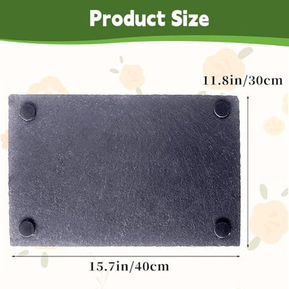 kathson 2 PCS Reptile Basking Platform (15.7 x 11.8 inches), Natural Rock Plate Turtle Food Bowl Feeding Dish Resting Terrace Habitat Decor for Tortoise Turtle Lizard Bearded Dragon Crested Gecko