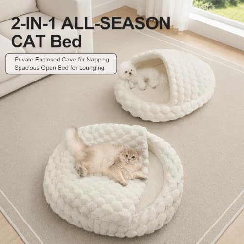 Jiupety Cat Bed Cave for Indoor Large Cat Small Dog Cute Cat Bed with Cover
