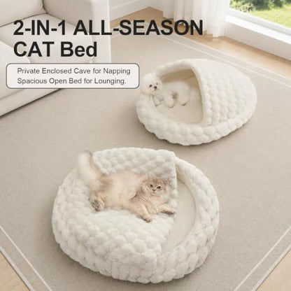 Jiupety Cat Bed Cave for Indoor Large Cat Small Dog Cute Cat Bed with Cover