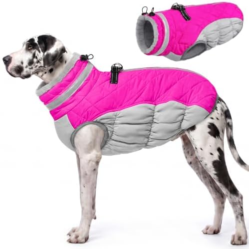 AOFITEE Dog Coat for Extra Large Dogs Warm Dog Winter Jacket with Harness