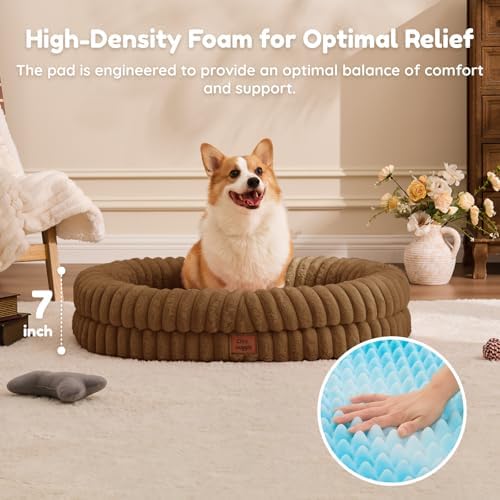 ChiXnuggle Orthopedic Dog Bed, Washable Cover, Faux Fur Bolster Pet Couch