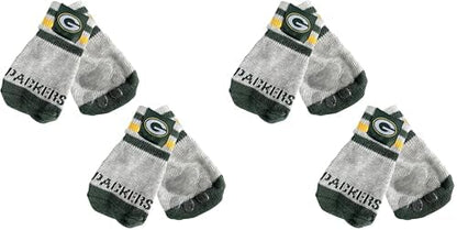 NFL Green Bay Packers Anti Slip Dog Socks with Elastic Ribbed Top, Size X-Small/Small. Indoor/Outdoor Socks, Best Dog Paw Protector, 2 Pairs, Cool Puppy Supplies with NFL Logo of Packers Team
