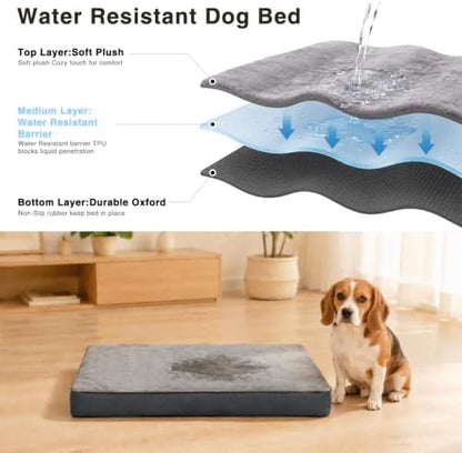 NUPIDA Large Plush Dog Bed for Crate with Washable Cover, 35x22, Grey