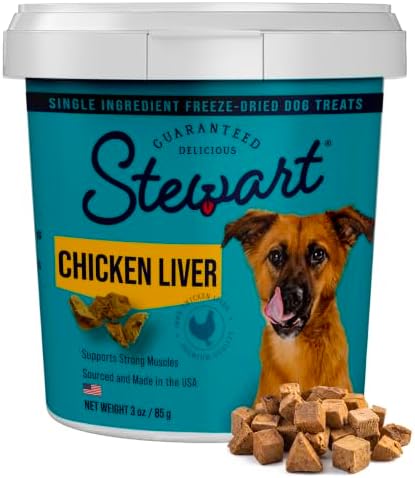 Stewart Freeze Dried Dog Treats, 100% Chicken Liver, 3 oz Tub