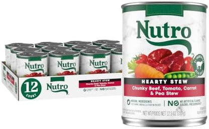 Nutro Hearty Stew Wet Dog Food, Chunky Beef, 12.5 oz, 12 Pack