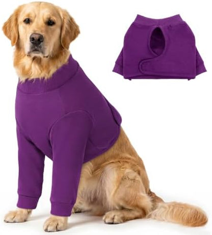 Queenmore Dog Surgery Recovery Sleeve for Front Leg, Breathable Dog Recovery Sleeves After Surgery, Cozy Long Sleeve Dogs Shirt, Alternative to Cone of Shame, Purple, XL