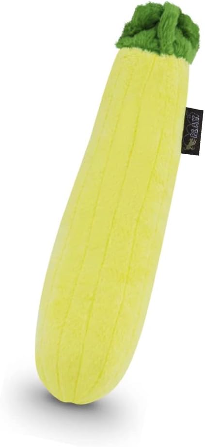 P.L.A.Y. Cute Plush Dog Toys - Fruit & Vegetable Themed Durable Squeaker Chew Toy, Great for Puppies & Small, Medium, Large Dogs - Machine Washable, Recycled Materials (Garden Fresh Zucchini, Medium)