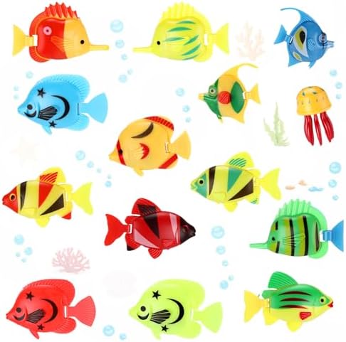 Weewooday 20 Pcs Artificial Moving Fishes,Tropical Fish and Octopus