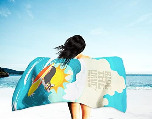 Caroline's Treasures MLM1285TWL3060 Surfer Dog Tricolor Cardigan Corgi Premium Beach Towel Oversized Towel Beach Blanket, Pool, Beach Essentials, Yoga, Premium Bath Towel, Quick Dry Plush