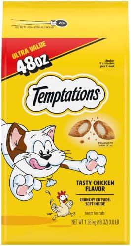 Temptations Classic Crunchy and Soft Cat Treats, Tasty Chicken, 48 oz
