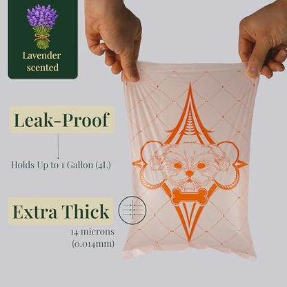 Thick Dog Poop Bags Rolls, Leak-Resistant Pet Waste Bags, 120 Count (8 Rolls), 9x13 in Large, Lavender Scented, Fits Most Dispensers, Pink