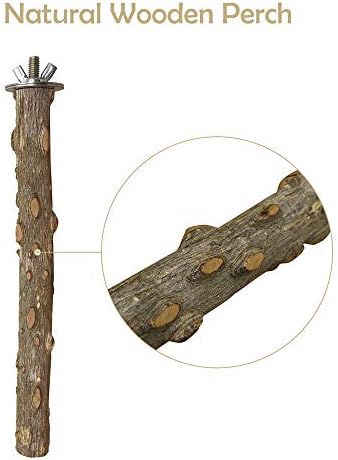 LIMIO Bird Perch 4 PCS Natural Wood Stand Parakeet Toys Bird Cage Accessories for Parrots Conure Supplies Budgie Platform