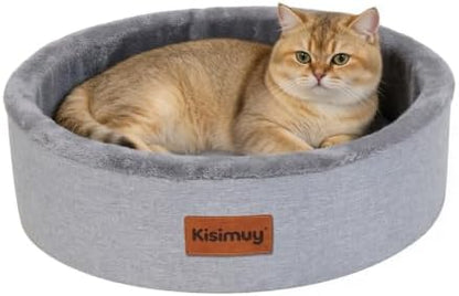 Calming Round Cat & Dog Bed for Kittens, Soft Memory Foam Cat Bed