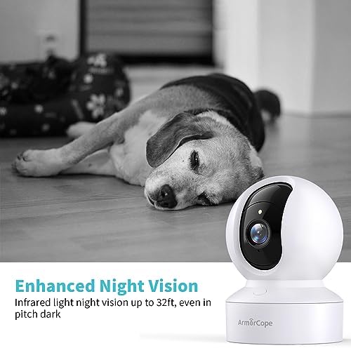 Armorcope Pet Camera, 2K HD Dog Camera with Phone APP, 360° Pan/Tilt View Puppy Cam, One Click Call for Baby Monitor, MagivPix Night Vision,Motion Tracking Alarm with Cloud/Local SD -2 Pack