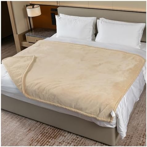 Waterproof Dog Blanket Reversible Pet Bed Cover Puppy Fluffy Cream Blankets Leakproof Sofa Couch Cover Cat Pet Blanket for Warm Washable-L
